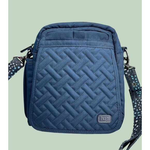 Lug Navy Quilted Crossbody Bag With Adjustable Strap & Multiple Compartments - Picture 1 of 12